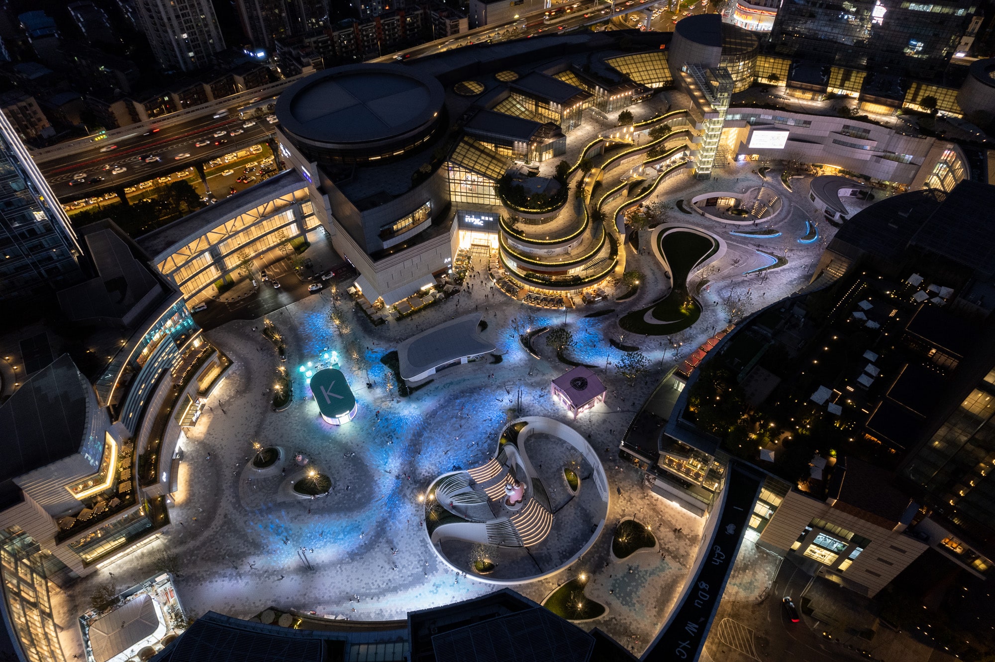 The MixC Chengdu Central Square — China: architectural lighting design by Lichtvision (architecture by Zaha Hadid Architects)
