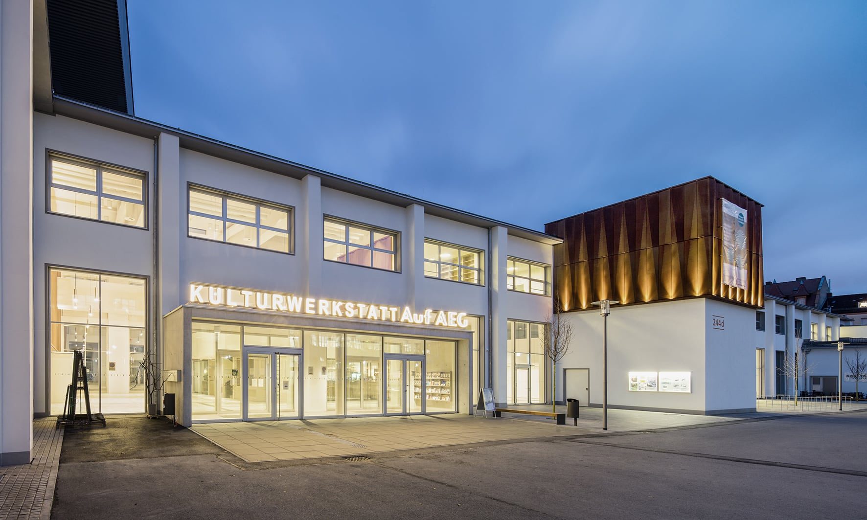 Kulturwerkstatt Auf Aeg — Germany: architectural lighting design by Lichtvision (architecture by Anderhalten Architekten)