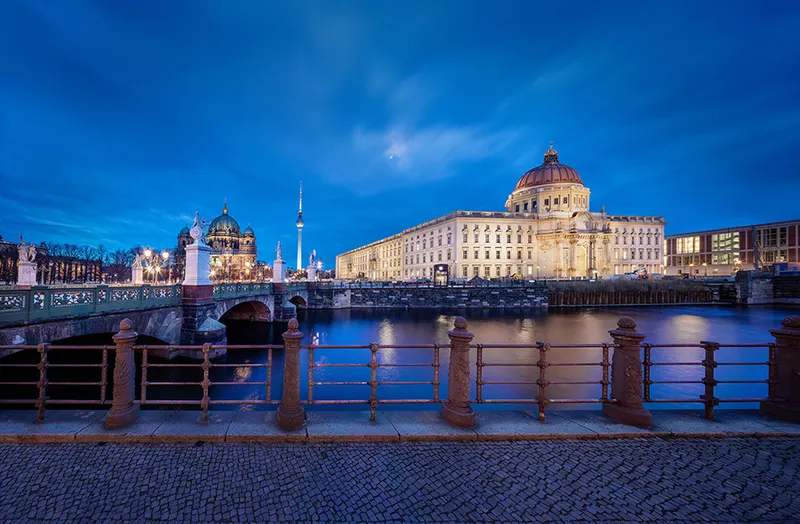 Humboldt Forum — Berlin, Germany: architectural lighting design by Lichtvision (architecture by Franco Stella Projektgemeinschaft)