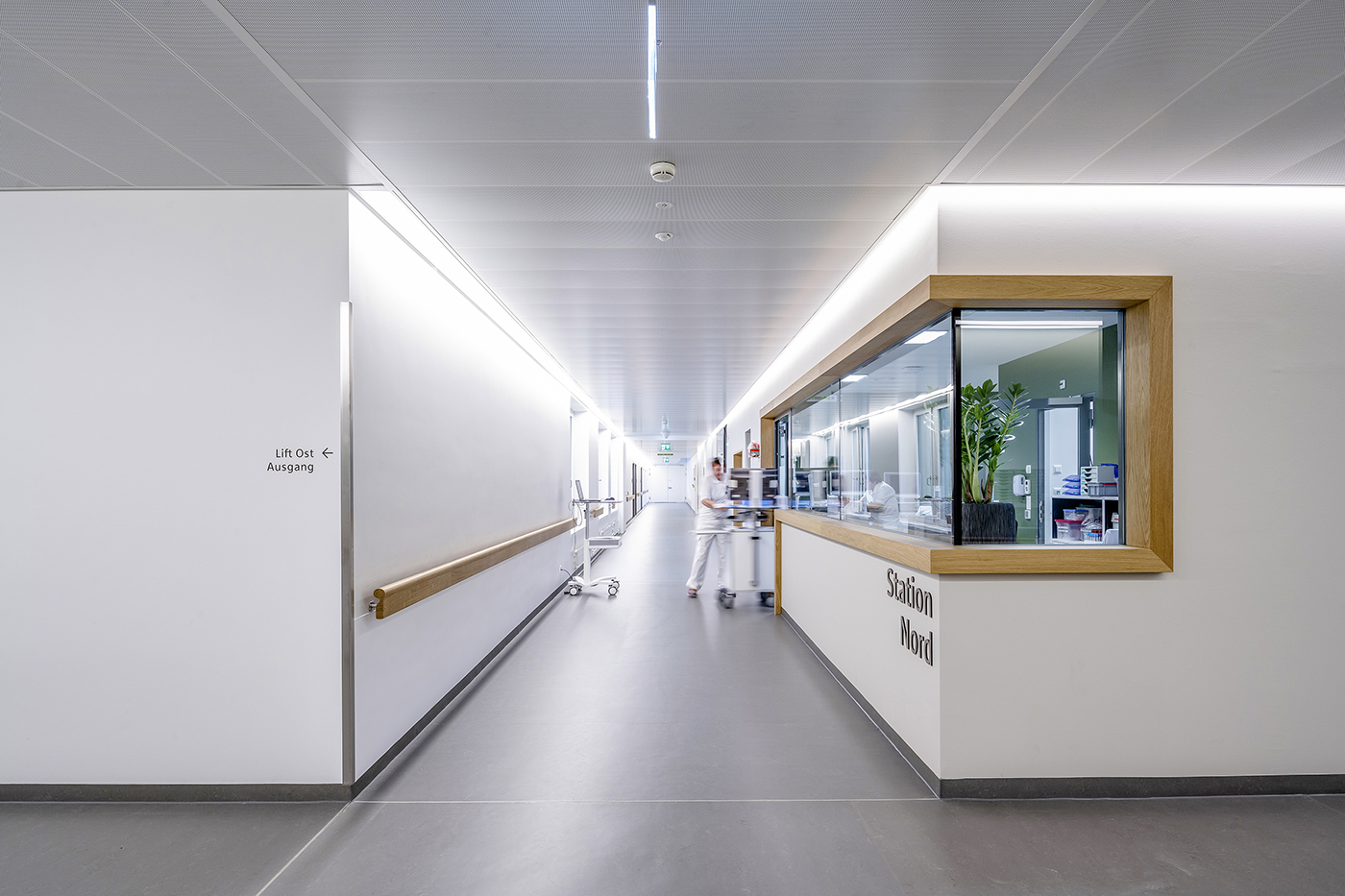 Felix Platter Hospital — Basel, Switzerland: architectural lighting design by Lichtvision (architecture by Wörner Traxler Richter with Holzer Kobler Architekturen)