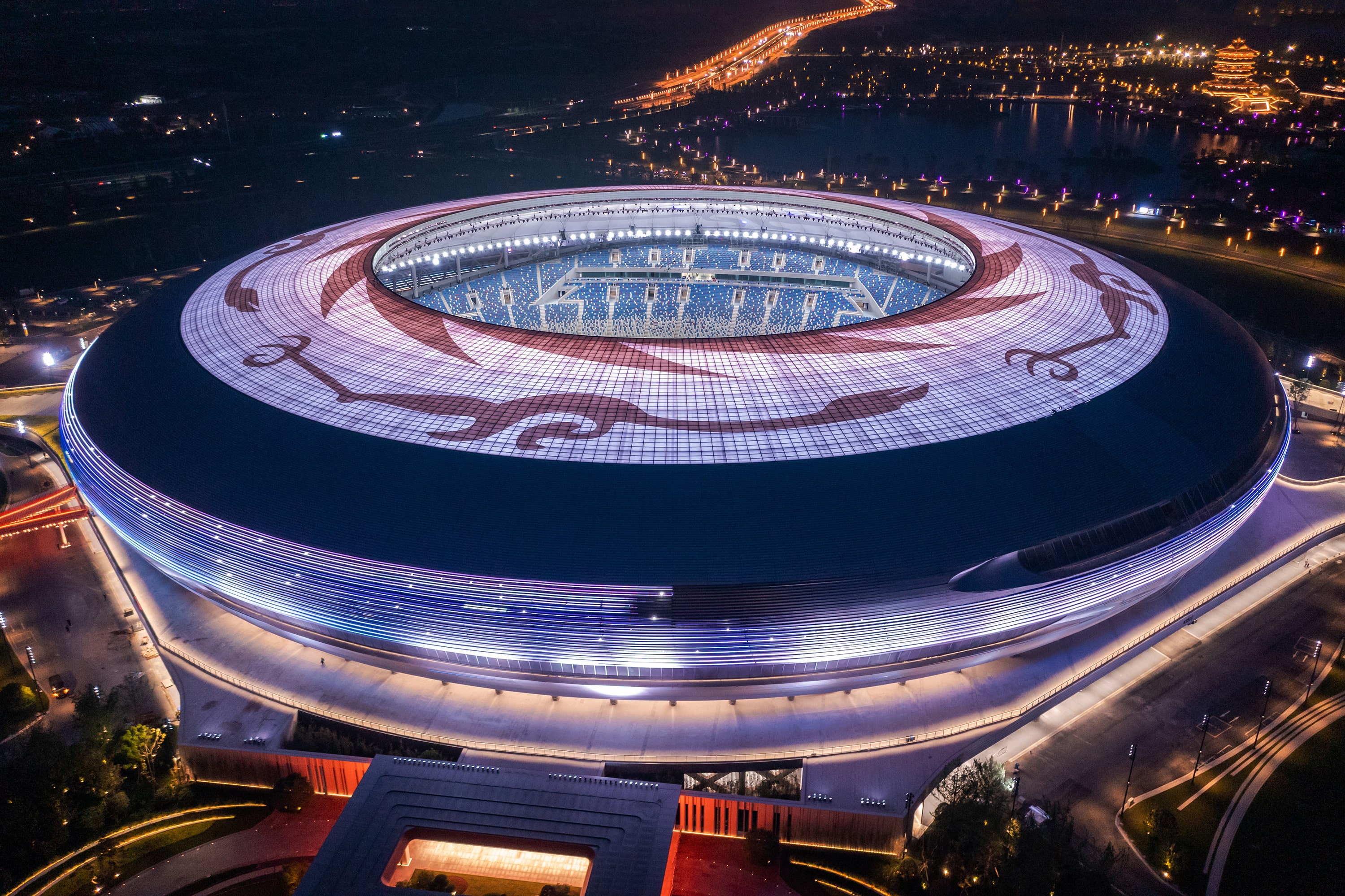 Dong'An Lake Sports Park — China: architectural lighting design by Lichtvision (architecture by China Southwest Architectural Design and Research Institute)