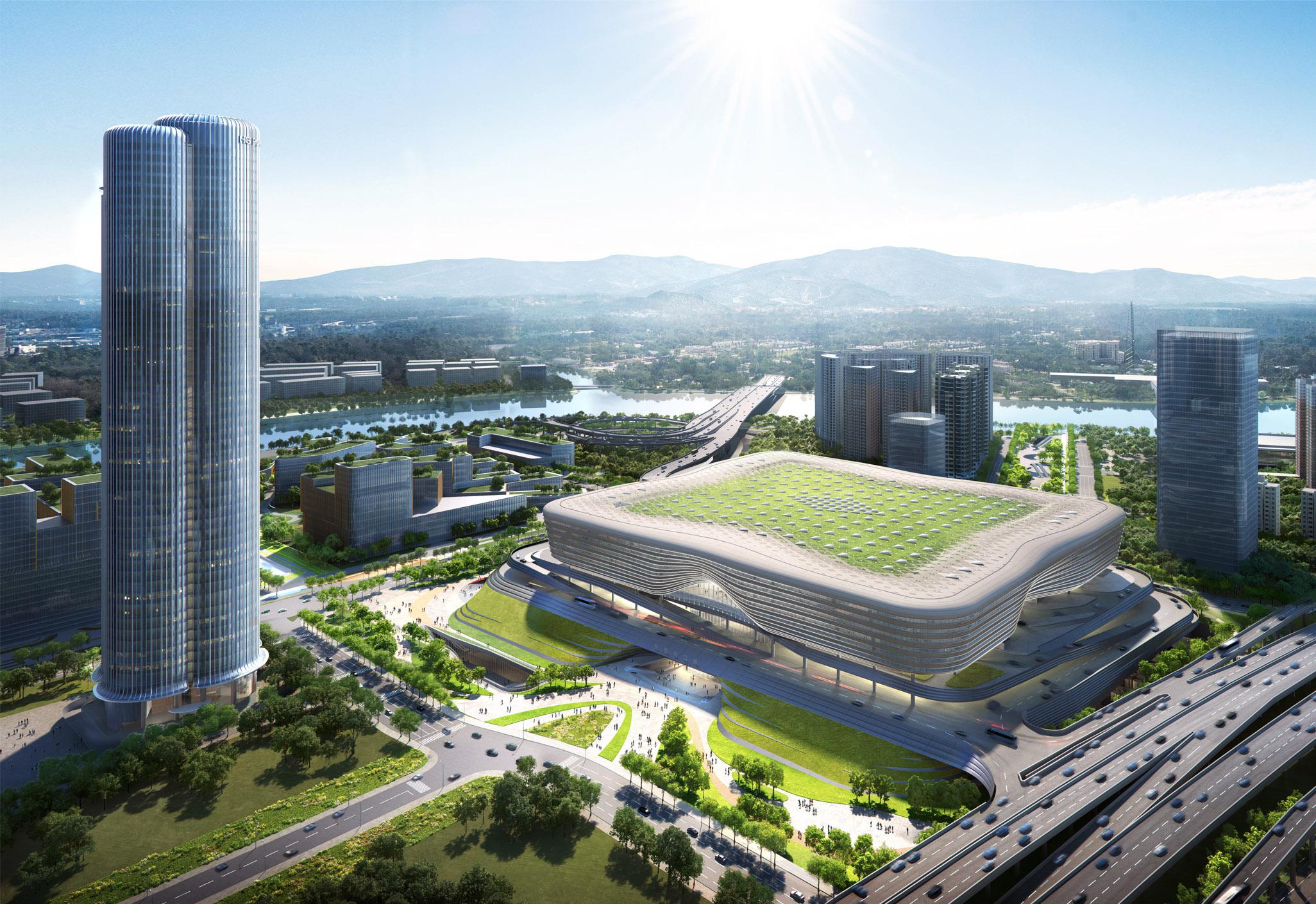 Huanggang Port Shenzhen — China: architectural lighting design by Lichtvision (architecture by Aedas)
