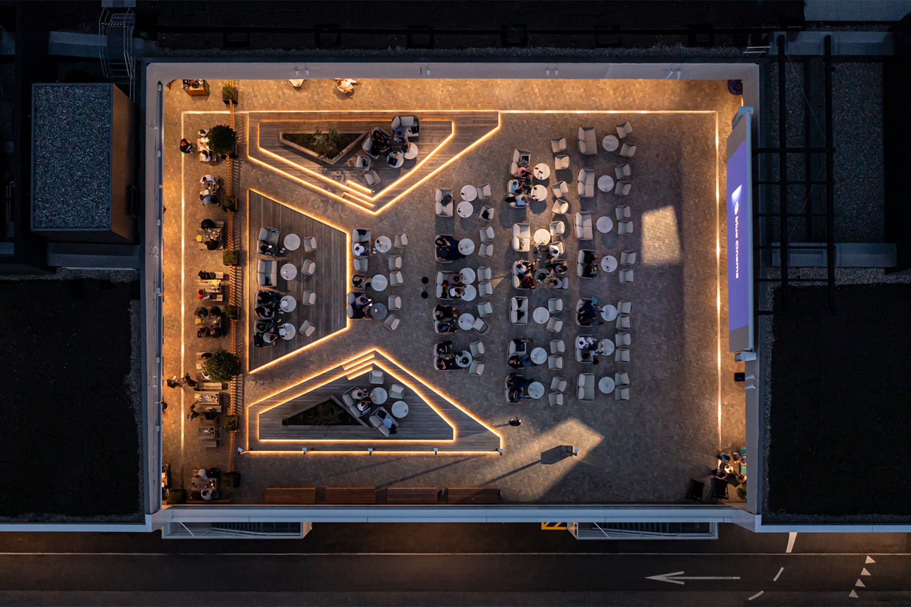 Blue Cinema Chur — Chur, Switzerland: architectural lighting design by Lichtvision (architecture by meierpartner architekten)