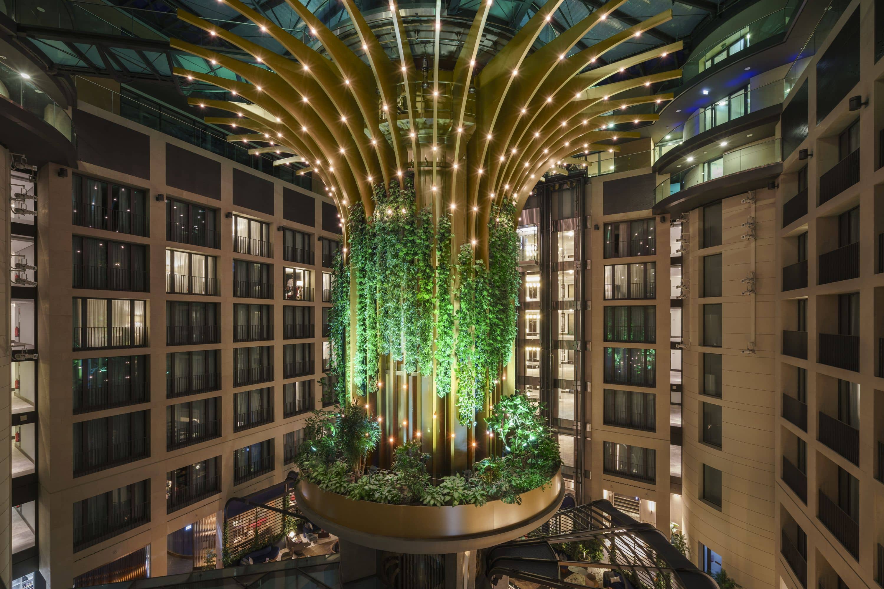 The Living Tree at the Radisson — Germany: architectural lighting design by Lichtvision (architecture by dan pearlman)