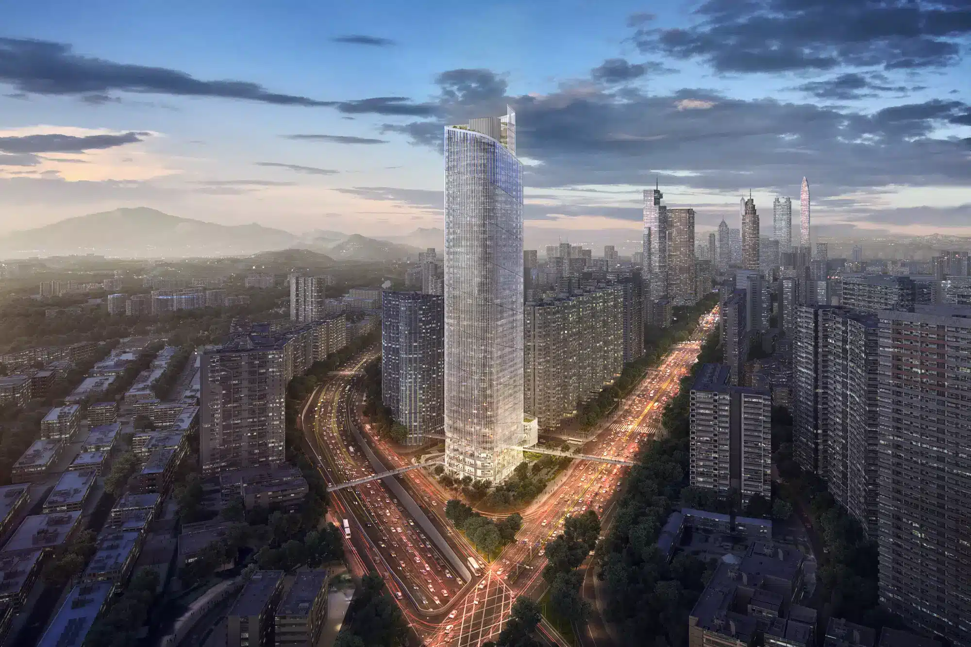 No.1 Shennan Road — China: architectural lighting design by Lichtvision (architecture by PLP Architecture, CUBE Architects, IFG)